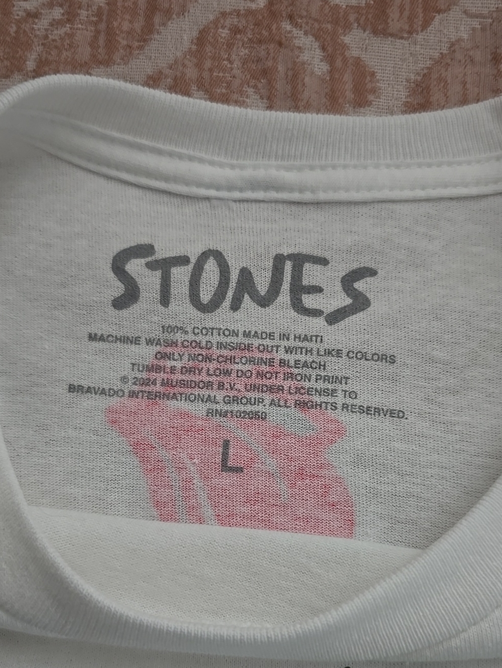 Stones Graphic Tee - White with Red Tongue Print